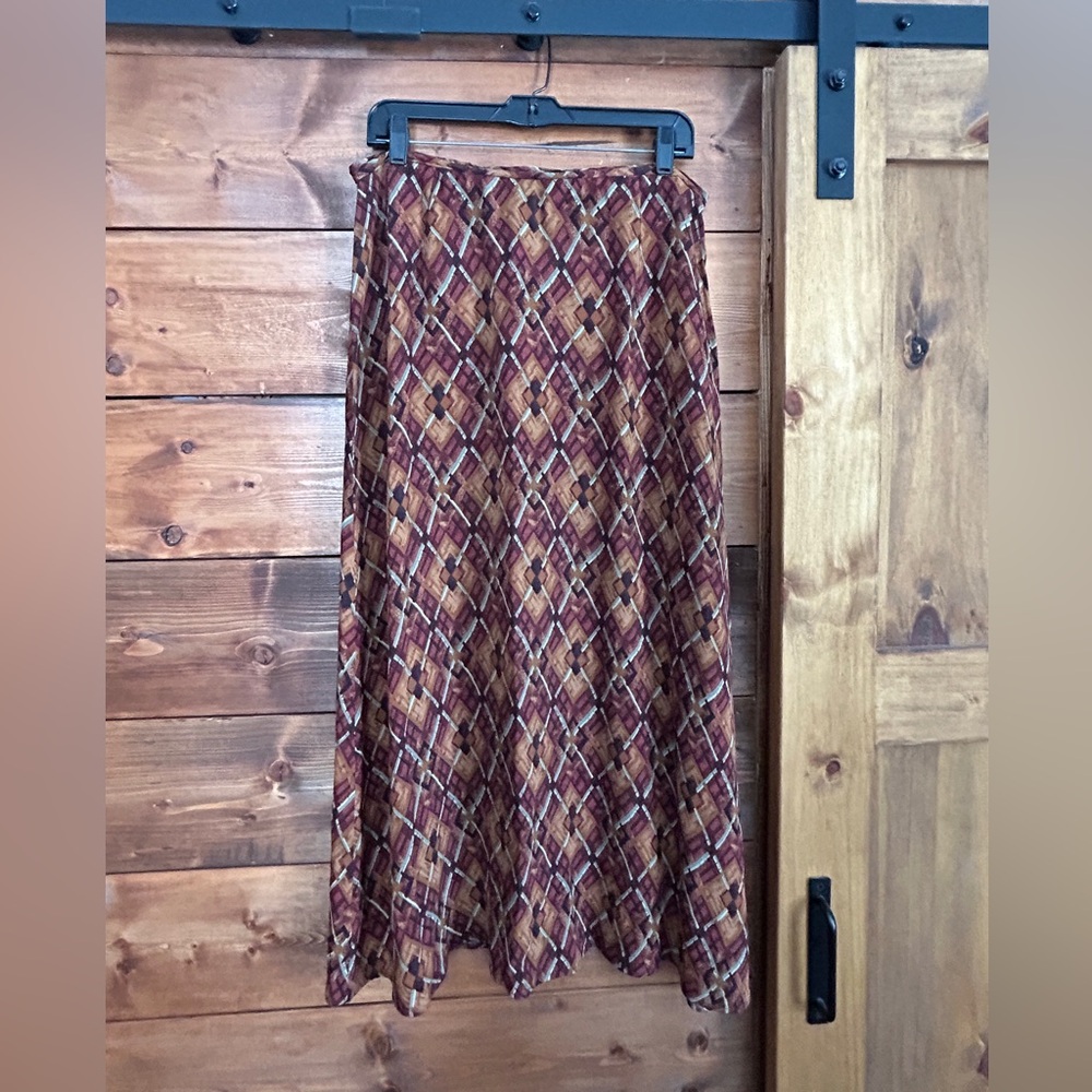 Vintage Casual Corner Rust and Brown Multicolor A-Line Skirt.